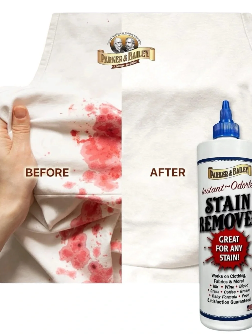 Parker and Bailey Stain Remover Blood Stain Remover for Carpet Clothes  Sheets